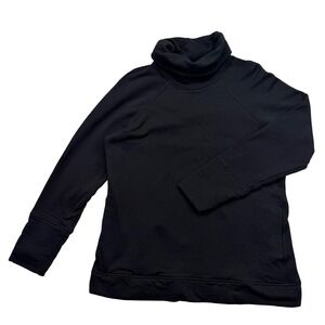 SAINT + SOFIA  Sz 18 Black Organic Cotton Cowl Neck Long Sleeve Sweatshirt Top